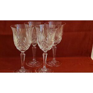 VINTAGE ROGASKA Crystal Palm Fan Goblets - Set of 3 EXCELLENT